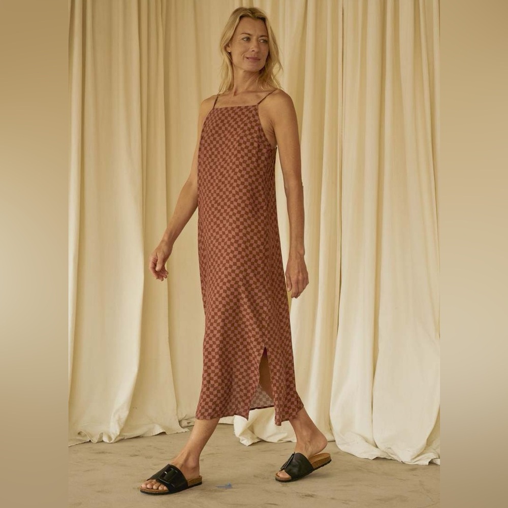 Whimsy + Row Brown Checkered Dress